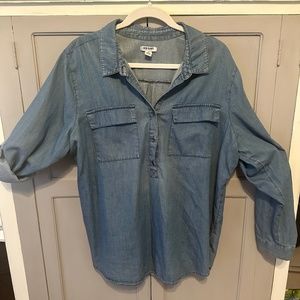 Chambray Old Navy Half-Buttoned Placket Shirt